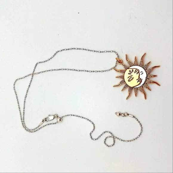 Celestial Silver Gold Adjustable Chain Necklace - Picture 4 of 5